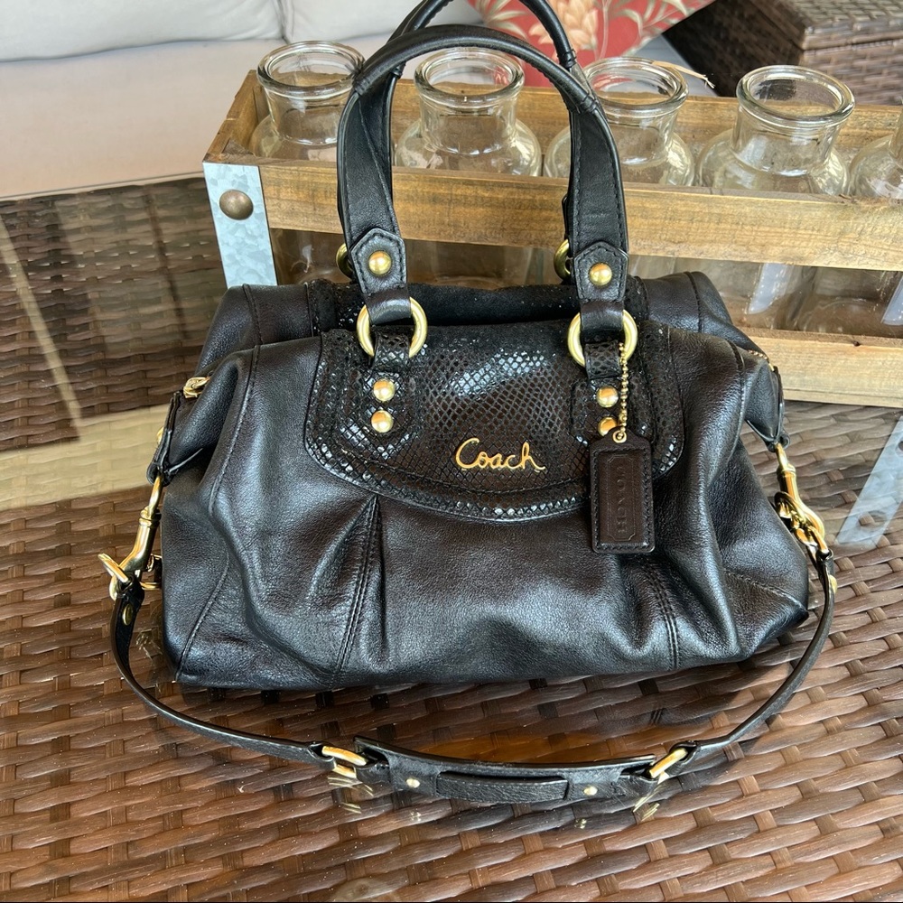 Coach Black Ashley Leather Convertible  Satchel F19247